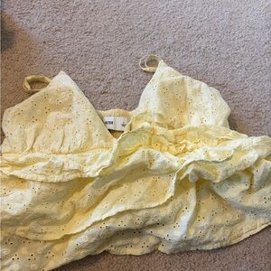 Hollister Pale Yellow Eyelet Ruffle Bandeau Top
